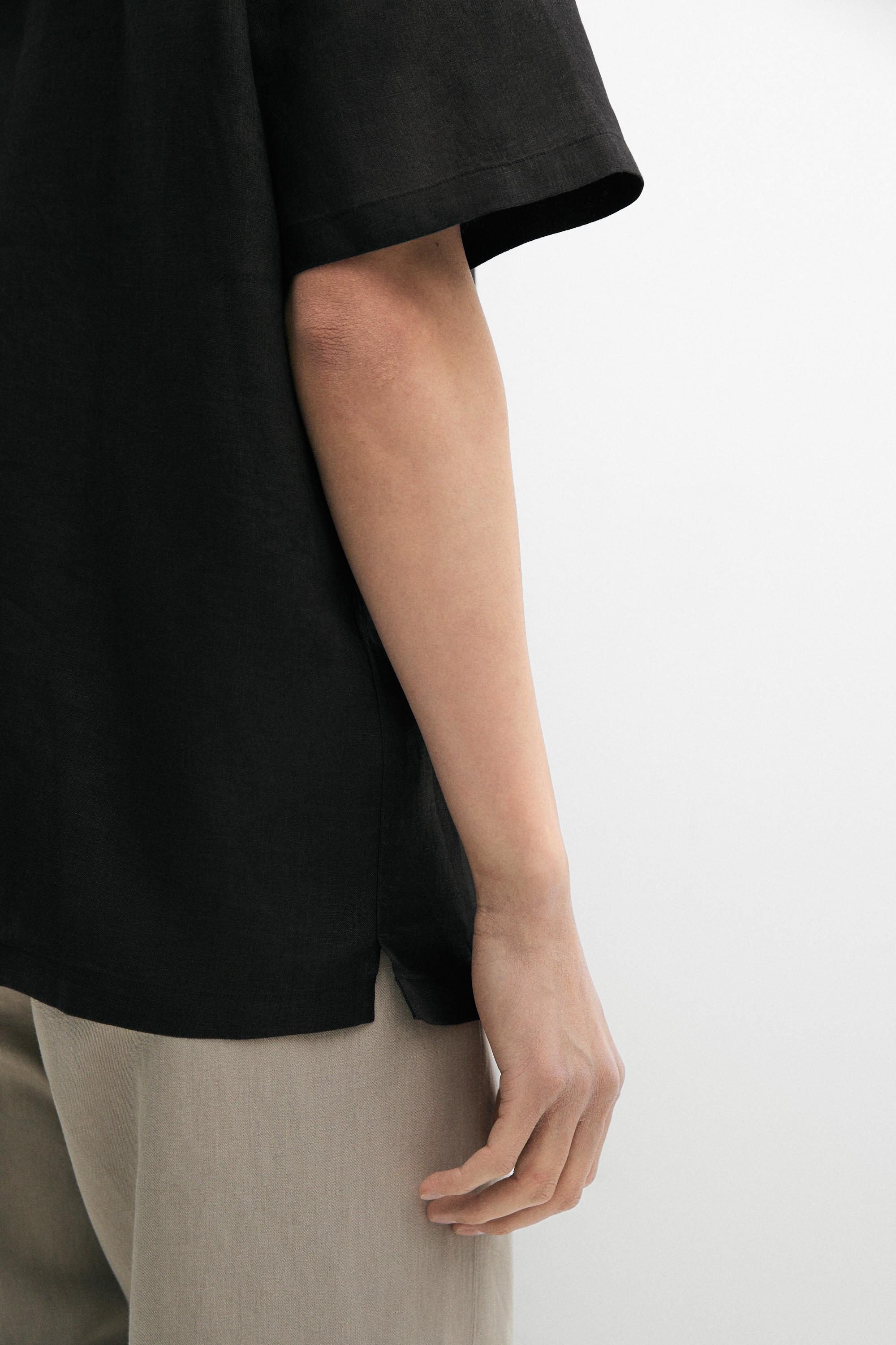 Regular fit 100% linen short sleeve shirt